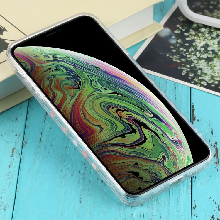 For iPhone XS Max TPU Embossed + Double-sided Painting Protective Case(Pink Rose)