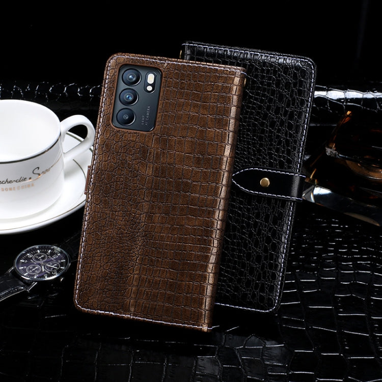 For OPPO Reno6 5G idewei Crocodile Texture Horizontal Flip Leather Case with Holder & Card Slots & Wallet