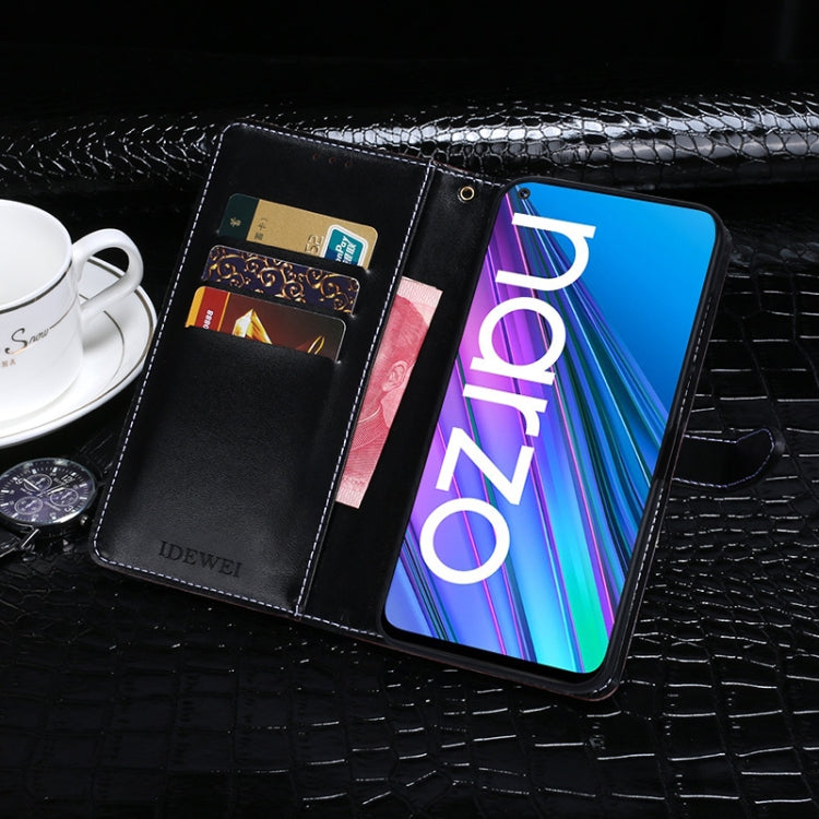 For OPPO Realme Narzo 30 5G idewei Crocodile Texture Horizontal Flip Leather Case with Holder & Card Slots & Wallet