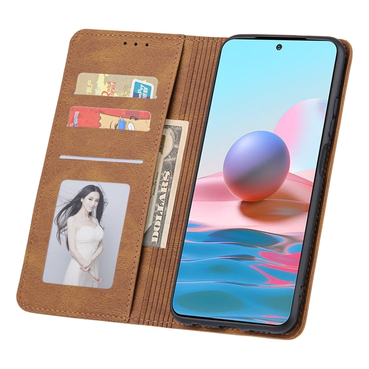 For Xiaomi Poco M3 / Redmi Note 9 4G Skin Feel Pressure Line Magnetic Horizontal Flip Leather Case with Holder & Card Slot & Wallet & Photo Frame