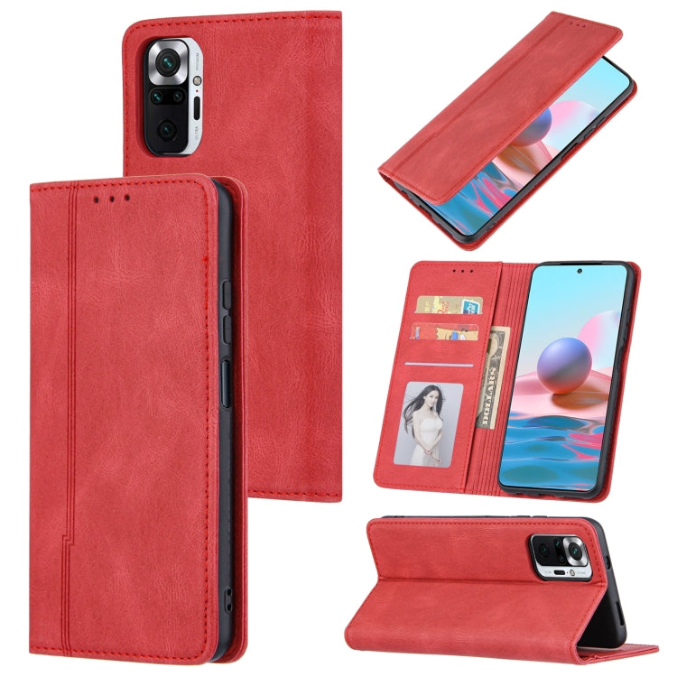 For Xiaomi Poco M3 / Redmi Note 9 4G Skin Feel Pressure Line Magnetic Horizontal Flip Leather Case with Holder & Card Slot & Wallet & Photo Frame