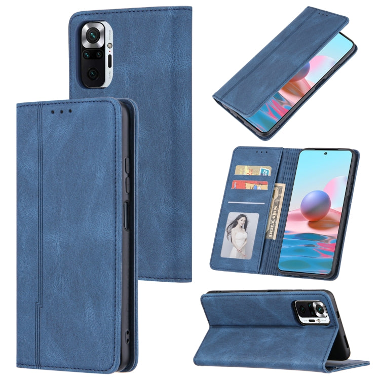 For Xiaomi Poco M3 / Redmi Note 9 4G Skin Feel Pressure Line Magnetic Horizontal Flip Leather Case with Holder & Card Slot & Wallet & Photo Frame