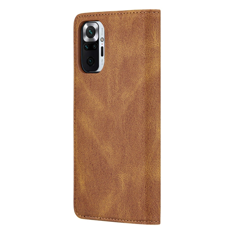 For Xiaomi Redmi Note 10 4G Skin Feel Pressure Line Magnetic Horizontal Flip Leather Case with Holder & Card Slot & Wallet & Photo Frame