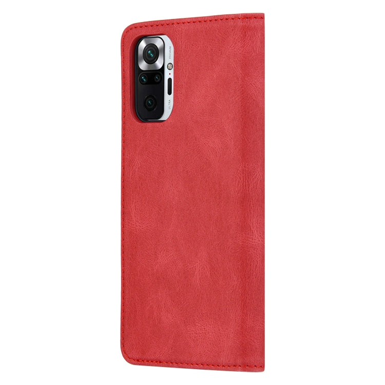 For Xiaomi Redmi Note 10 4G Skin Feel Pressure Line Magnetic Horizontal Flip Leather Case with Holder & Card Slot & Wallet & Photo Frame