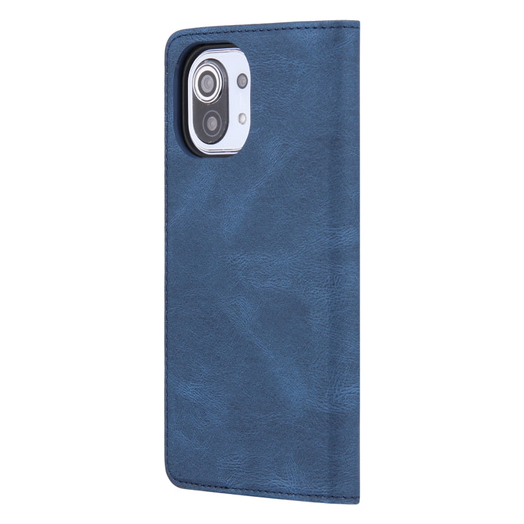 For Xiaomi Mi 11 Lite Skin Feel Pressure Line Magnetic Horizontal Flip Leather Case with Holder & Card Slot & Wallet & Photo Frame