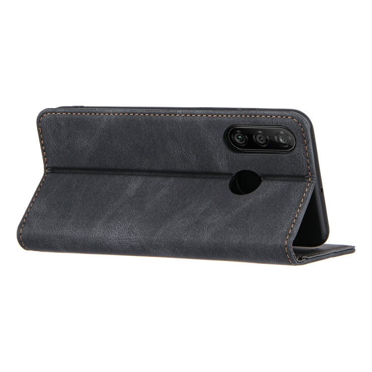 For Huawei P30 lite Skin Feel Pressure Line Magnetic Horizontal Flip Leather Case with Holder & Card Slot & Wallet & Photo Frame