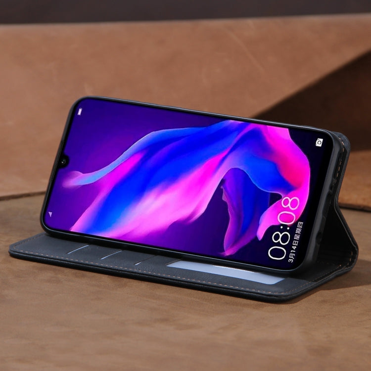 For Huawei P30 lite Skin Feel Pressure Line Magnetic Horizontal Flip Leather Case with Holder & Card Slot & Wallet & Photo Frame