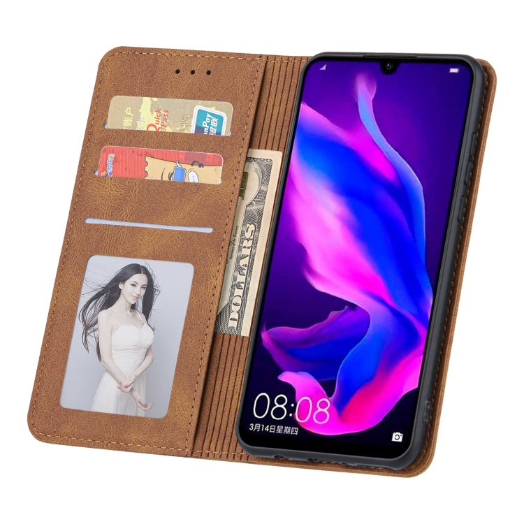 For Huawei P30 lite Skin Feel Pressure Line Magnetic Horizontal Flip Leather Case with Holder & Card Slot & Wallet & Photo Frame
