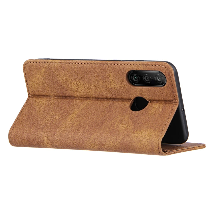 For Huawei P30 lite Skin Feel Pressure Line Magnetic Horizontal Flip Leather Case with Holder & Card Slot & Wallet & Photo Frame