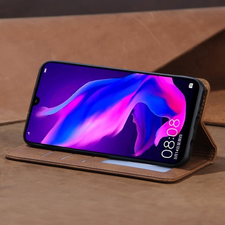 For Huawei P30 lite Skin Feel Pressure Line Magnetic Horizontal Flip Leather Case with Holder & Card Slot & Wallet & Photo Frame