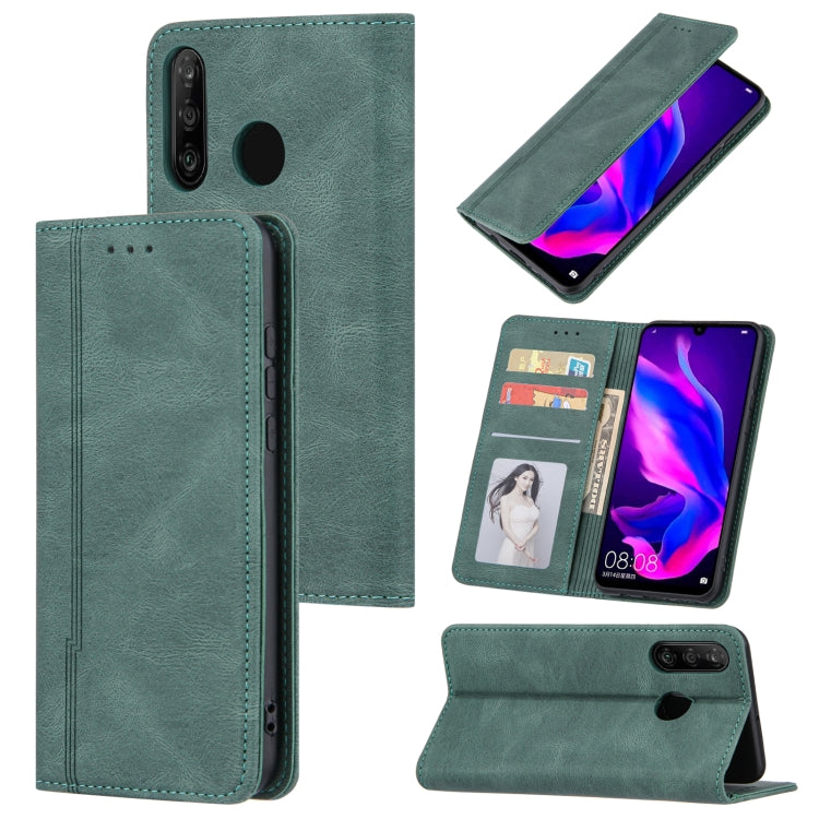 For Huawei P30 lite Skin Feel Pressure Line Magnetic Horizontal Flip Leather Case with Holder & Card Slot & Wallet & Photo Frame