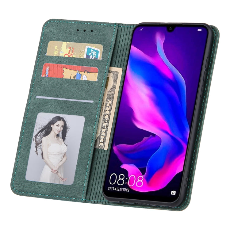 For Huawei P30 lite Skin Feel Pressure Line Magnetic Horizontal Flip Leather Case with Holder & Card Slot & Wallet & Photo Frame