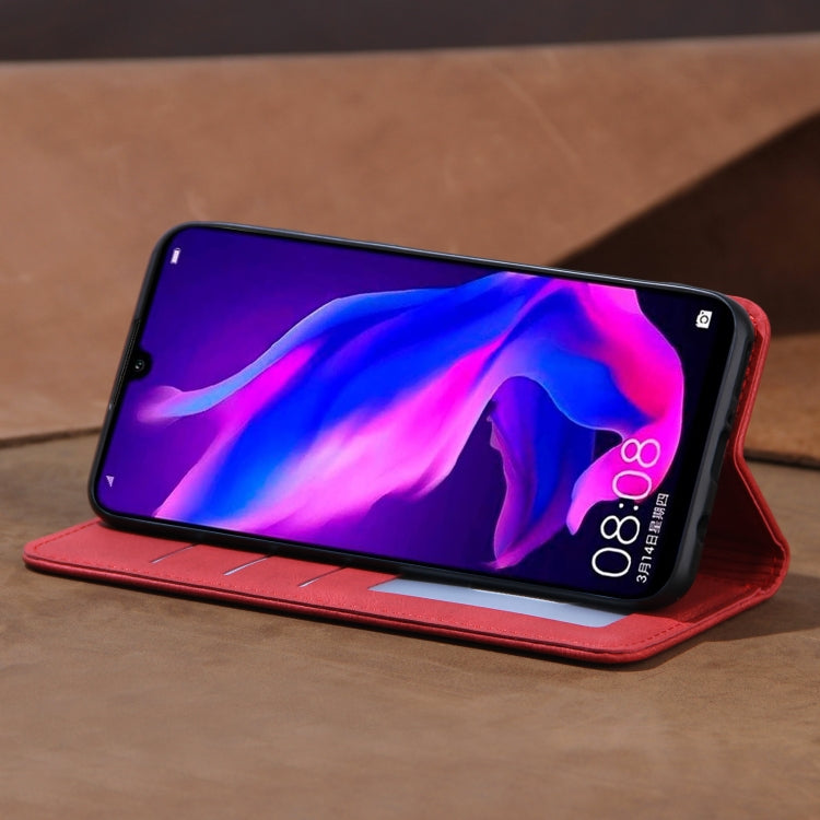 For Huawei P30 lite Skin Feel Pressure Line Magnetic Horizontal Flip Leather Case with Holder & Card Slot & Wallet & Photo Frame