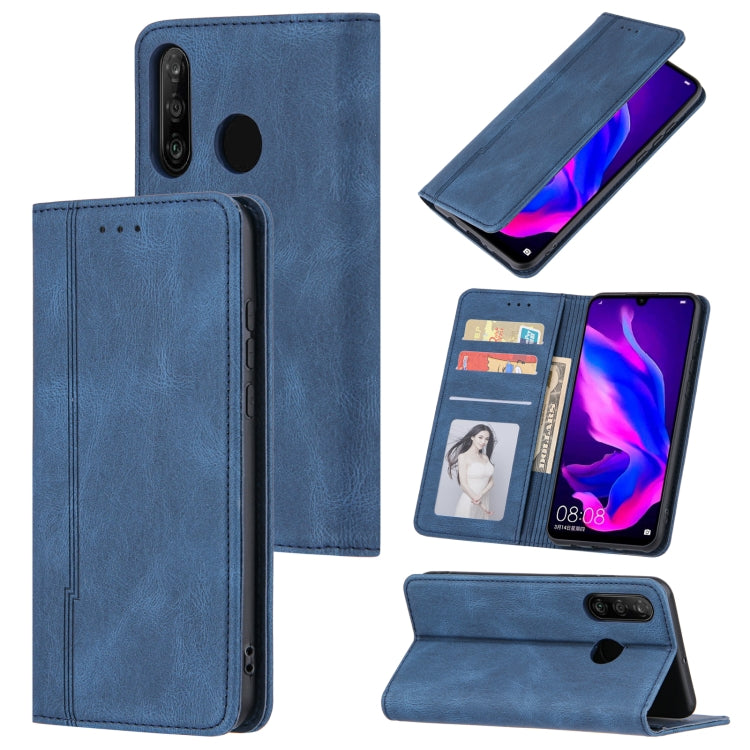 For Huawei P30 lite Skin Feel Pressure Line Magnetic Horizontal Flip Leather Case with Holder & Card Slot & Wallet & Photo Frame