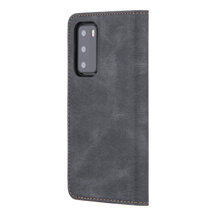 For Huawei P40 Skin Feel Pressure Line Magnetic Horizontal Flip Leather Case with Holder & Card Slot & Wallet & Photo Frame