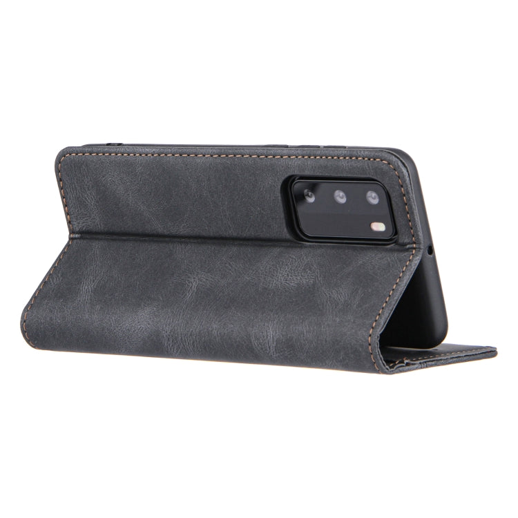 For Huawei P40 Skin Feel Pressure Line Magnetic Horizontal Flip Leather Case with Holder & Card Slot & Wallet & Photo Frame