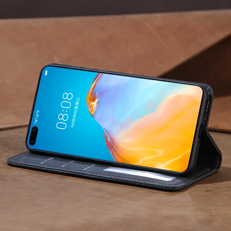 For Huawei P40 Skin Feel Pressure Line Magnetic Horizontal Flip Leather Case with Holder & Card Slot & Wallet & Photo Frame