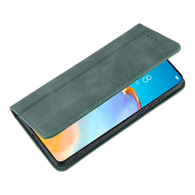 For Huawei P40 Skin Feel Pressure Line Magnetic Horizontal Flip Leather Case with Holder & Card Slot & Wallet & Photo Frame