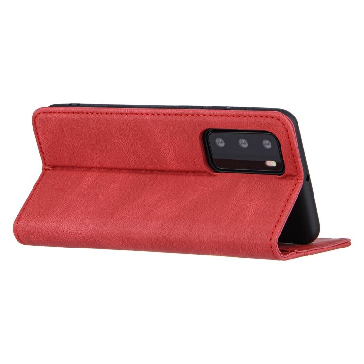 For Huawei P40 Skin Feel Pressure Line Magnetic Horizontal Flip Leather Case with Holder & Card Slot & Wallet & Photo Frame