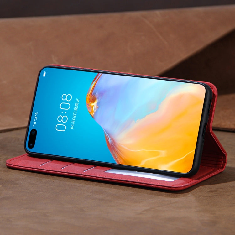 For Huawei P40 Skin Feel Pressure Line Magnetic Horizontal Flip Leather Case with Holder & Card Slot & Wallet & Photo Frame