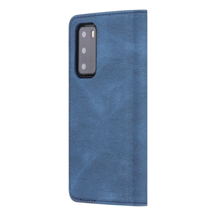 For Huawei P40 Skin Feel Pressure Line Magnetic Horizontal Flip Leather Case with Holder & Card Slot & Wallet & Photo Frame