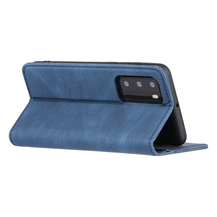 For Huawei P40 Skin Feel Pressure Line Magnetic Horizontal Flip Leather Case with Holder & Card Slot & Wallet & Photo Frame