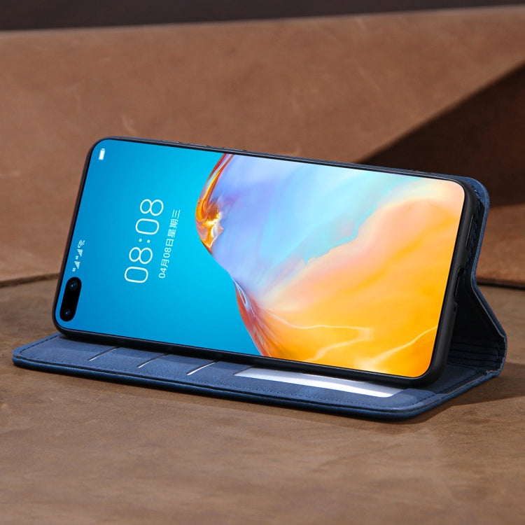 For Huawei P40 Skin Feel Pressure Line Magnetic Horizontal Flip Leather Case with Holder & Card Slot & Wallet & Photo Frame