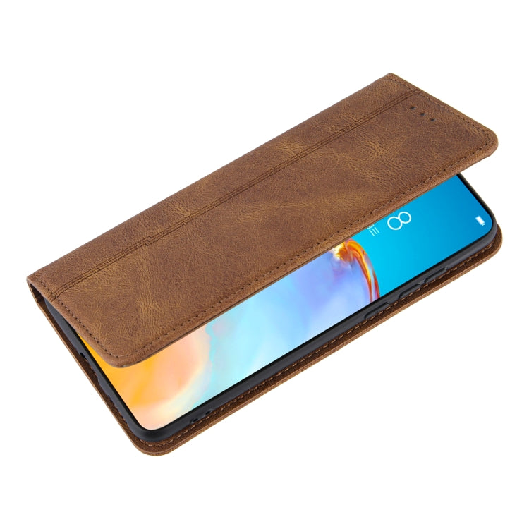 For Huawei P40 Pro Skin Feel Pressure Line Magnetic Horizontal Flip Leather Case with Holder & Card Slot & Wallet & Photo Frame