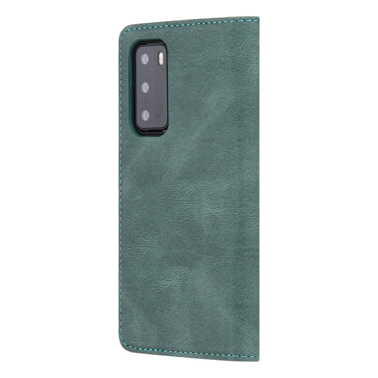 For Huawei P40 Pro Skin Feel Pressure Line Magnetic Horizontal Flip Leather Case with Holder & Card Slot & Wallet & Photo Frame
