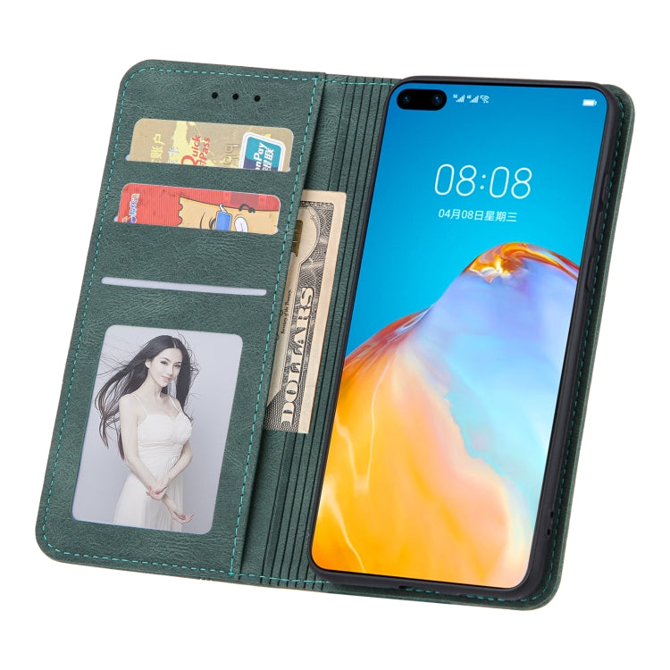 For Huawei P40 Pro Skin Feel Pressure Line Magnetic Horizontal Flip Leather Case with Holder & Card Slot & Wallet & Photo Frame
