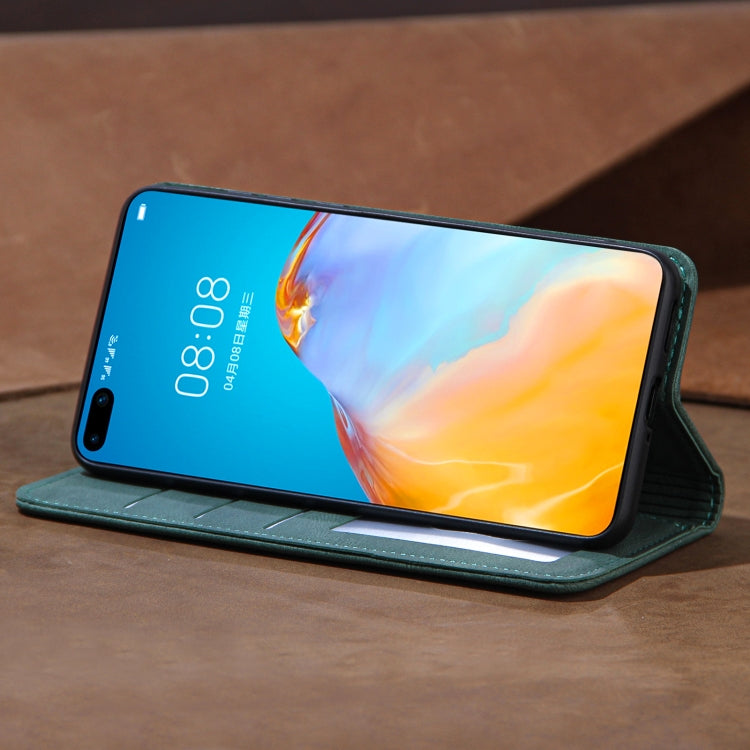 For Huawei P40 Pro Skin Feel Pressure Line Magnetic Horizontal Flip Leather Case with Holder & Card Slot & Wallet & Photo Frame