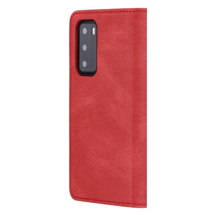 For Huawei P40 Pro Skin Feel Pressure Line Magnetic Horizontal Flip Leather Case with Holder & Card Slot & Wallet & Photo Frame
