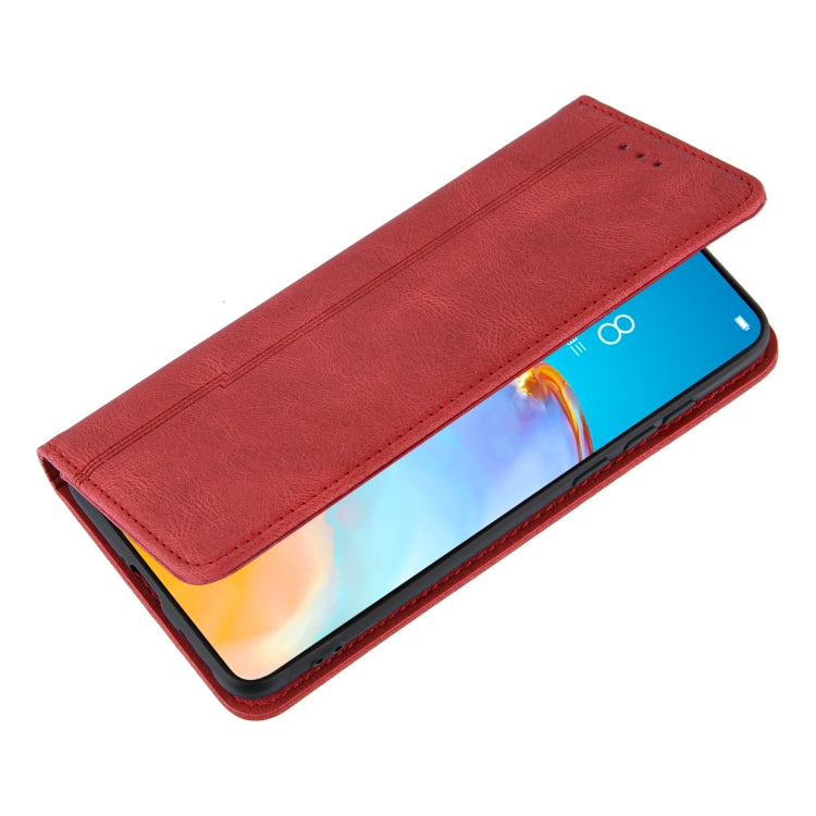 For Huawei P40 Pro Skin Feel Pressure Line Magnetic Horizontal Flip Leather Case with Holder & Card Slot & Wallet & Photo Frame