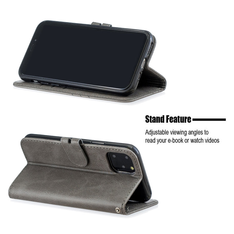 For iPhone 12 mini Stitching Style 2-Color Cow Texture Horizontal Flip PU Leather Case with Holder & Card Slot & Lanyard
