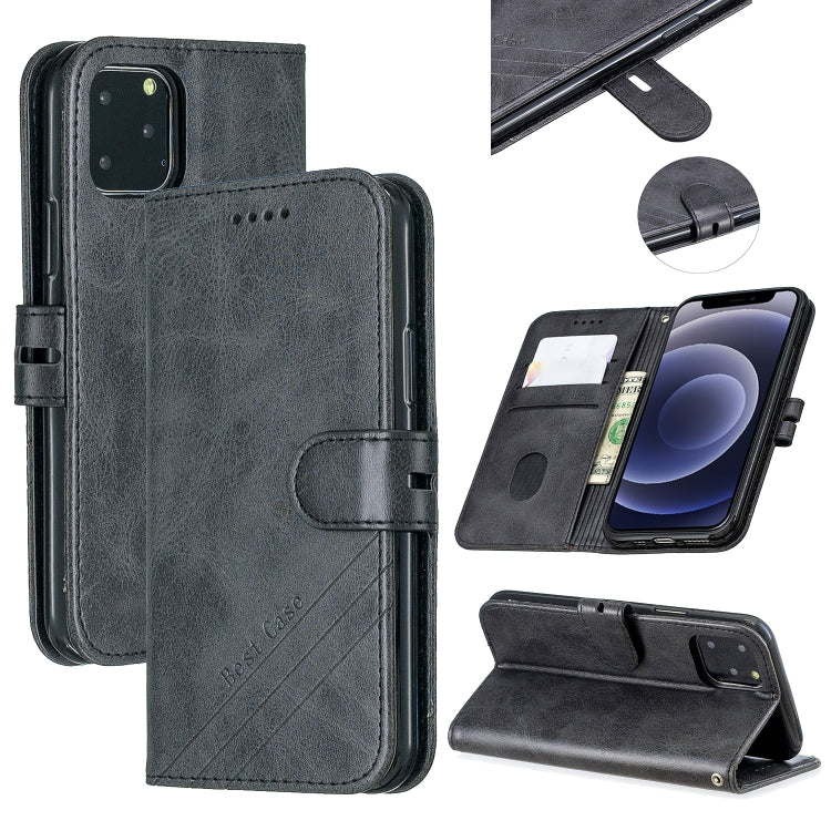 For iPhone 12 mini Stitching Style 2-Color Cow Texture Horizontal Flip PU Leather Case with Holder & Card Slot & Lanyard