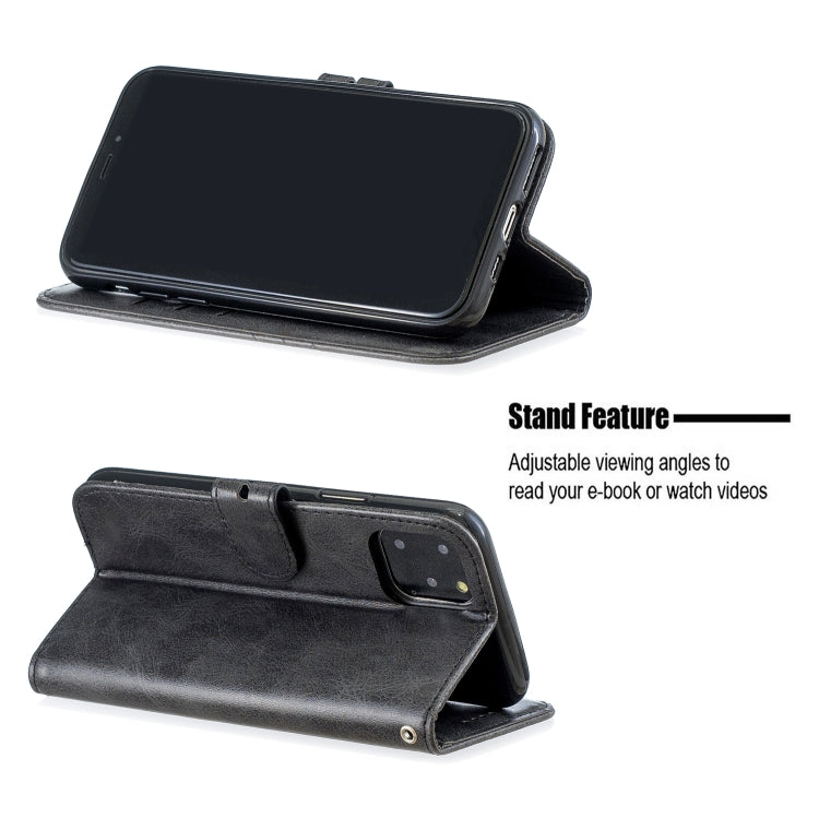 For iPhone 12 mini Stitching Style 2-Color Cow Texture Horizontal Flip PU Leather Case with Holder & Card Slot & Lanyard