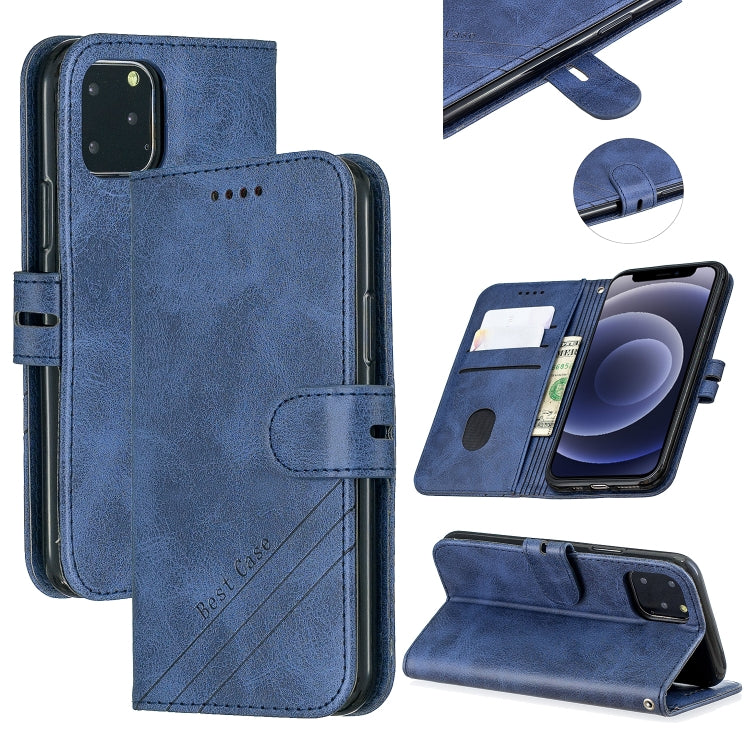 For iPhone 12 mini Stitching Style 2-Color Cow Texture Horizontal Flip PU Leather Case with Holder & Card Slot & Lanyard