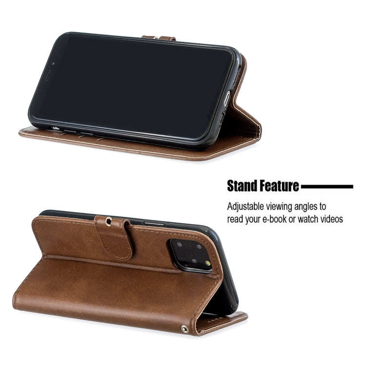 For iPhone 12 mini Stitching Style 2-Color Cow Texture Horizontal Flip PU Leather Case with Holder & Card Slot & Lanyard