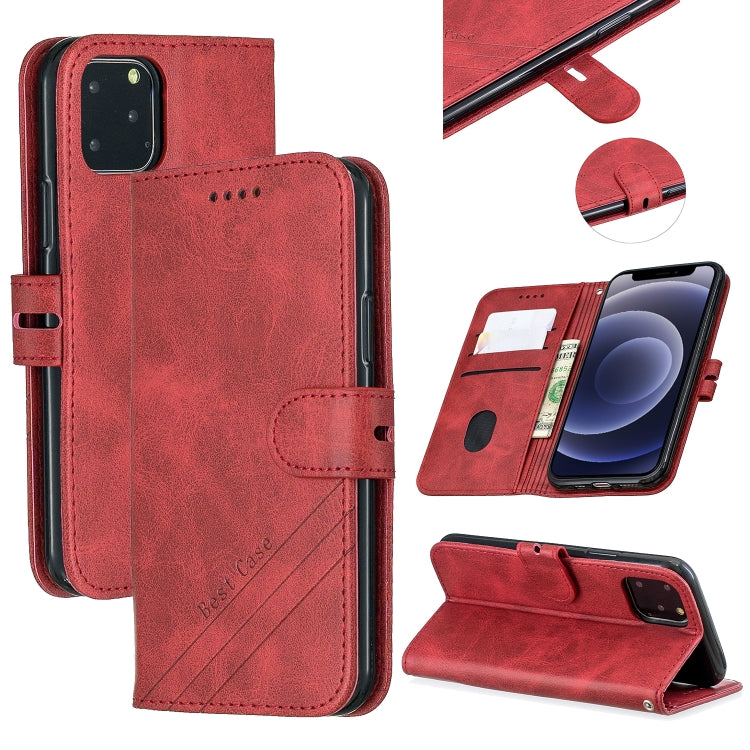 For iPhone 12 mini Stitching Style 2-Color Cow Texture Horizontal Flip PU Leather Case with Holder & Card Slot & Lanyard