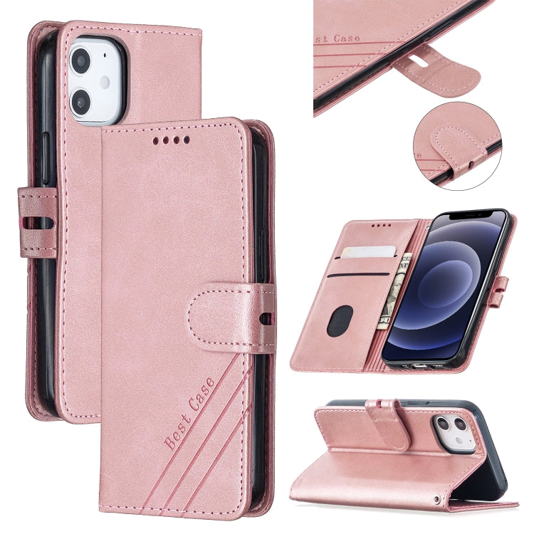 For iPhone 12 mini Stitching Style 2-Color Cow Texture Horizontal Flip PU Leather Case with Holder & Card Slot & Lanyard