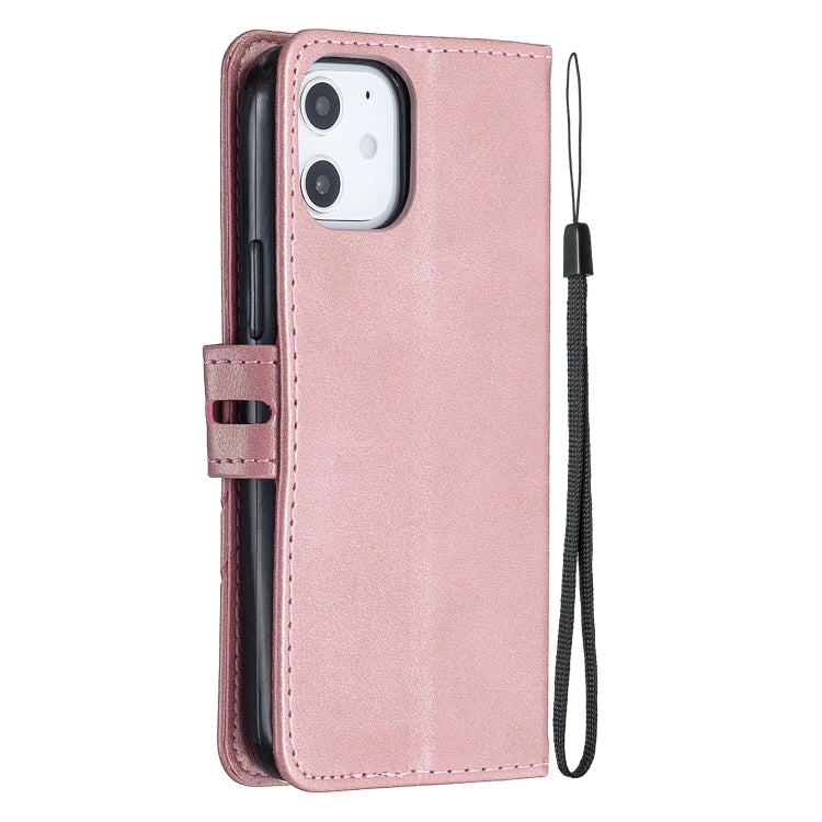 For iPhone 12 mini Stitching Style 2-Color Cow Texture Horizontal Flip PU Leather Case with Holder & Card Slot & Lanyard