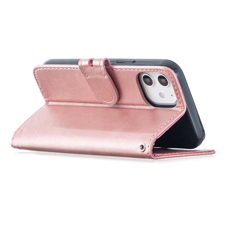 For iPhone 12 mini Stitching Style 2-Color Cow Texture Horizontal Flip PU Leather Case with Holder & Card Slot & Lanyard