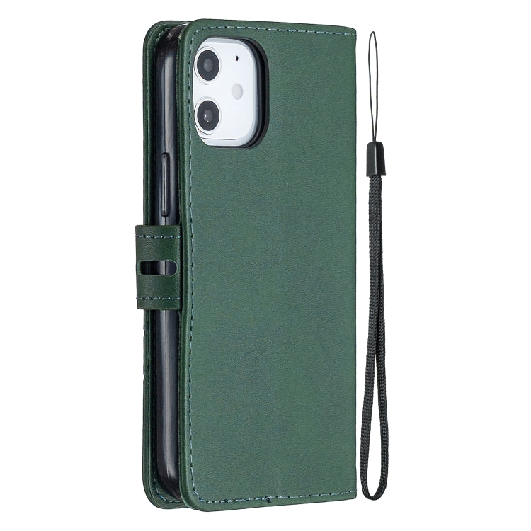 For iPhone 12 mini Stitching Style 2-Color Cow Texture Horizontal Flip PU Leather Case with Holder & Card Slot & Lanyard