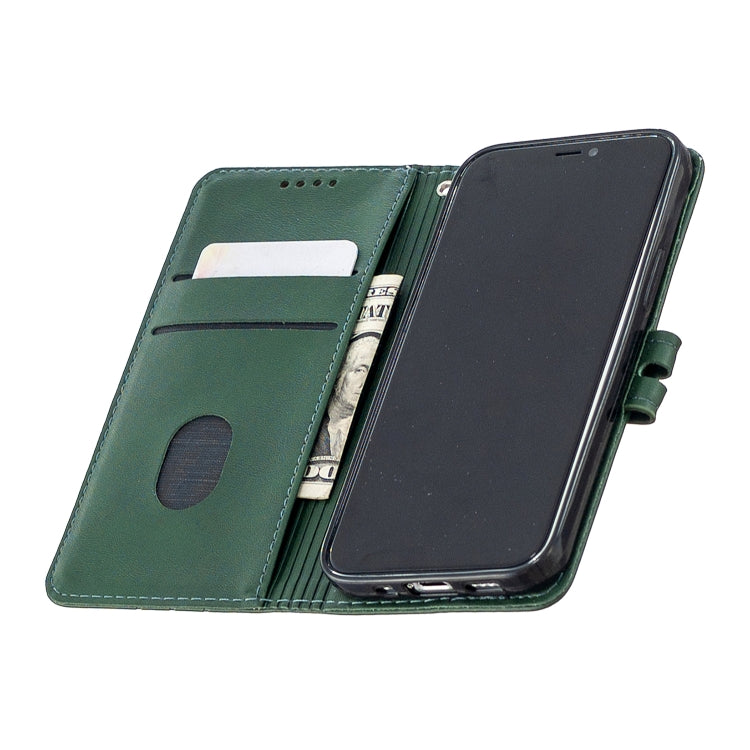 For iPhone 12 mini Stitching Style 2-Color Cow Texture Horizontal Flip PU Leather Case with Holder & Card Slot & Lanyard