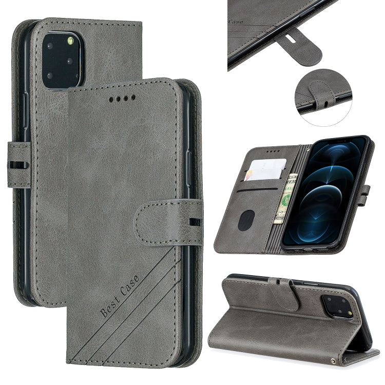 For iPhone 12 Pro Max Stitching Style 2-Color Cow Texture Horizontal Flip PU Leather Case with Holder & Card Slot & Lanyard