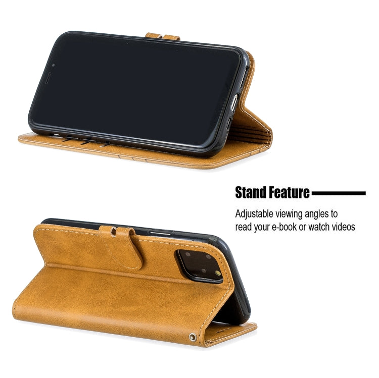 For iPhone 12 Pro Max Stitching Style 2-Color Cow Texture Horizontal Flip PU Leather Case with Holder & Card Slot & Lanyard