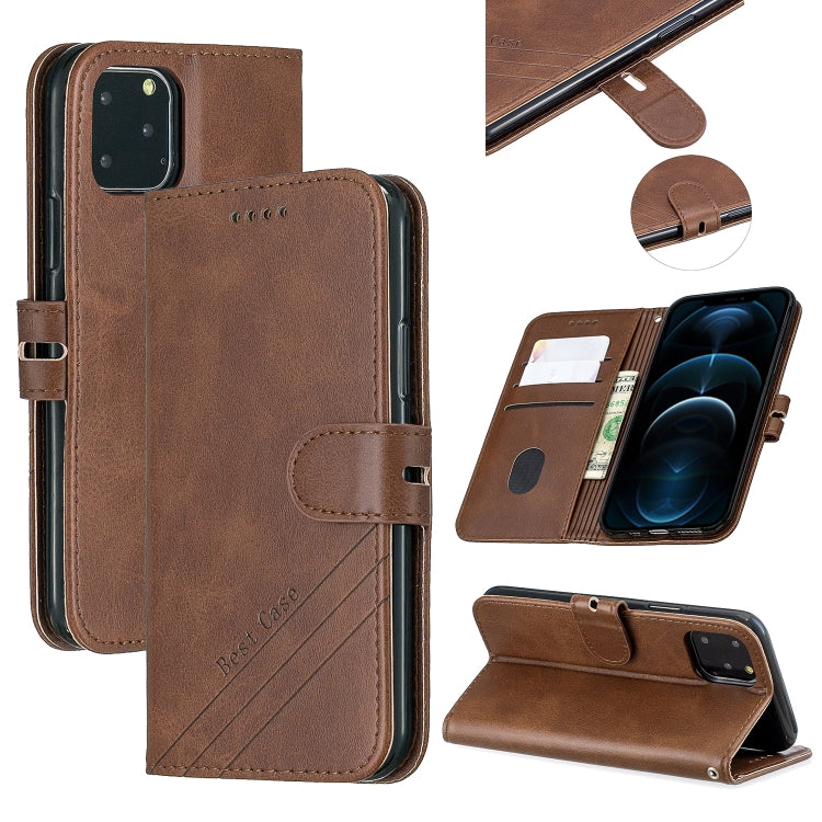 For iPhone 12 Pro Max Stitching Style 2-Color Cow Texture Horizontal Flip PU Leather Case with Holder & Card Slot & Lanyard