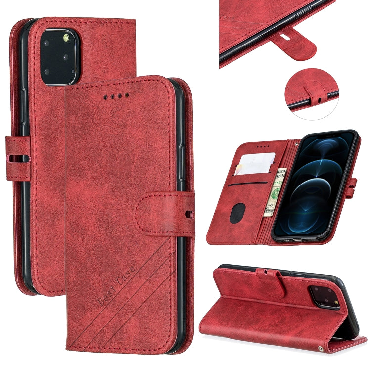 For iPhone 12 Pro Max Stitching Style 2-Color Cow Texture Horizontal Flip PU Leather Case with Holder & Card Slot & Lanyard