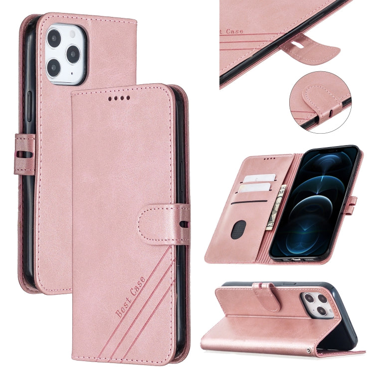 For iPhone 12 Pro Max Stitching Style 2-Color Cow Texture Horizontal Flip PU Leather Case with Holder & Card Slot & Lanyard