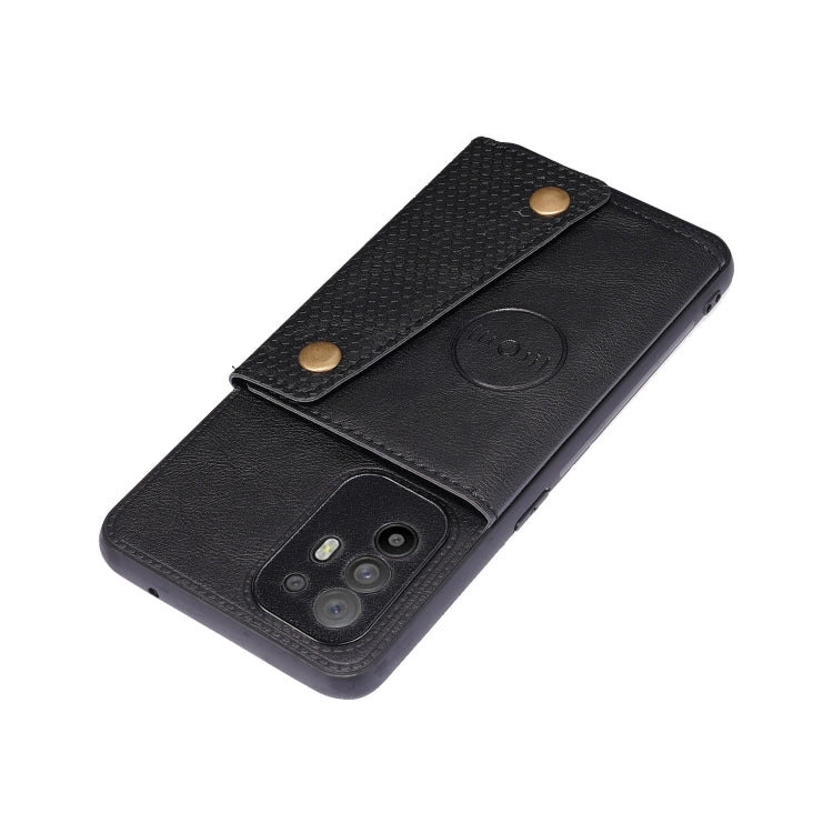 For OPPO A95 5G Double Buckle PU + TPU Shockproof Magnetic Protective Case with Card Slot & Holder